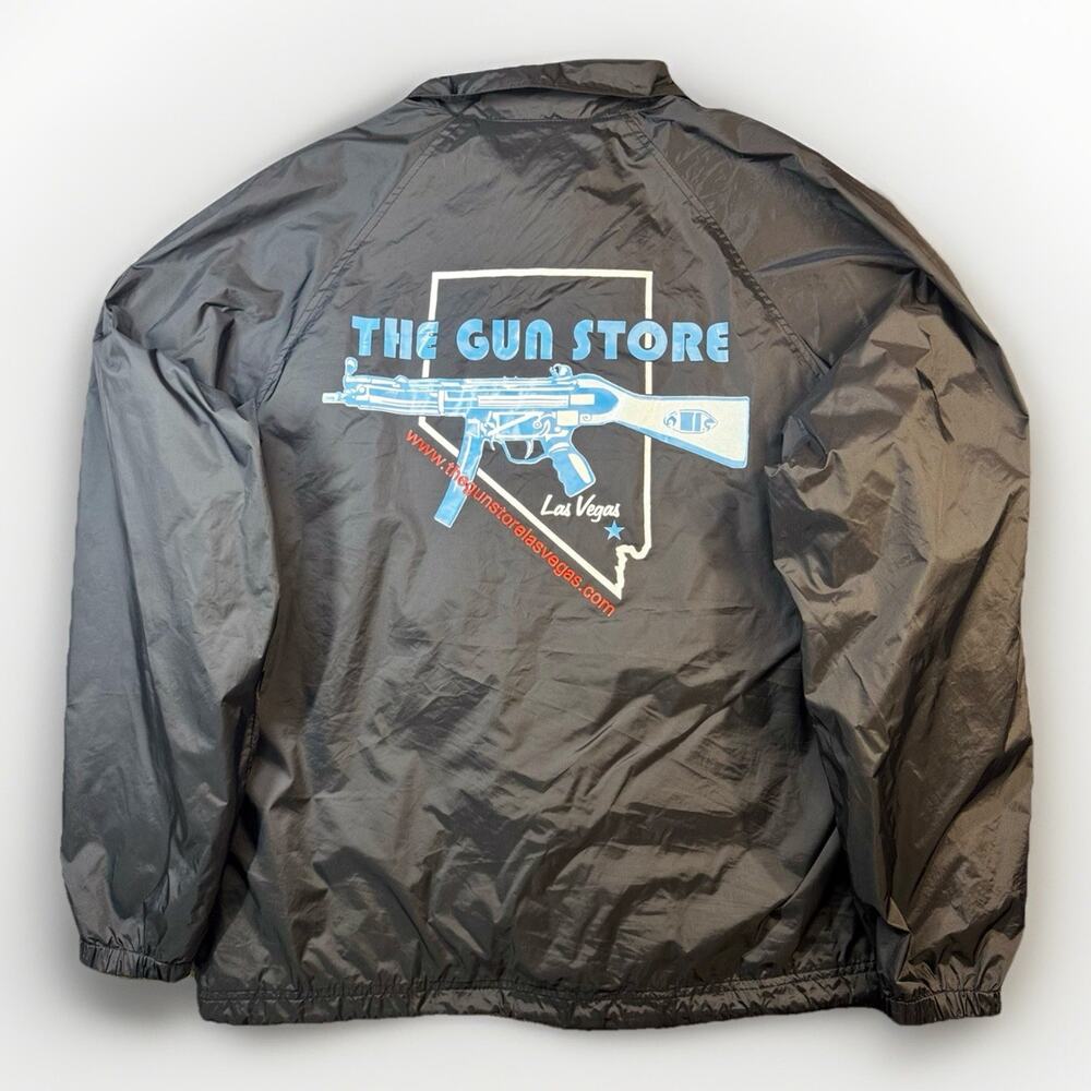 Sport-Tek The Gun Store Las Vegas Coach Jacket Mens Medium Black Snap Front 0876